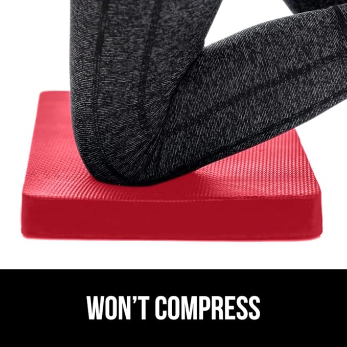 GORILLA GRIP Extra Thick Patent Pending Soft Foam Kneeling Pad, Supportive Large Cushion Knee Pads for Gardening, Baby Bath Time, Dirt and Water Resistant, Workout and Garden Supplies, 17.5x11, Red