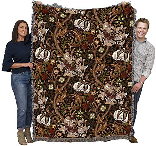 Pure Country Weavers William Morris Golden Lily Sienna Blanket - Arts & Crafts - Gift Tapestry Throw Woven from Cotton - Made in the USA (72x54) - color: Sienna, size: Large