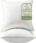 Ashler 24x24 Pillows Insert (Set of 2) - Throw Pillow Inserts with 100% Cotton Cover - 24 Inch Square Interior Sofa Stuffer Pillow Inserts -Decorative White Couch Pillow