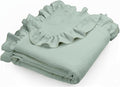 Muslin Ruffled Baby Blanket, Extra Large 52 x 52 Inches, Soft Breathable Cotton Crib Blanket for Newborn Infant Toddler (Sage-Ruffled, Printed)