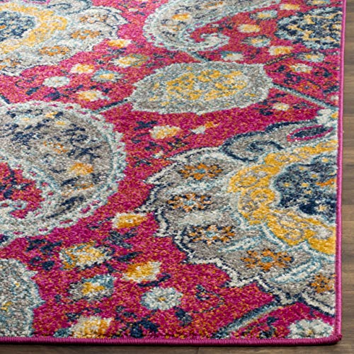 SAFAVIEH Madison Collection Runner Rug - 2'3" x 8', Fuchsia & Gold, Boho Chic Glam Paisley Design, Non-Shedding & Easy Care, Ideal for High Traffic Areas in Living Room, Bedroom (MAD600A) - color: Fuchsia/Gold, size: 2'3" x 8' (Runner)