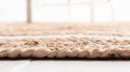 Unique Loom Braided Jute Collection Classic Quality Made Natural Hand Woven with Coastal Design Area Rug (2' 6 x 6' 0 Runner, Natural/ Ivory)