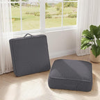 Floor Pillow for Adults Set of 2, 8" Square Floor Cushions with Washable Cover, Large Corduroy Meditation Pillow, 22 inches Tatami Seat with Handle for Living Room or Yoga, Dark Grey