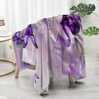Purple Butterfly Flower Throw Blanekts Butterfly Blankets Soft Lightweight Cozy for Bed Couch Sofa Birthday Gifts Women Gifts for Her Anniversary Valentines Mothers Day Flower Gifts 50"x60"