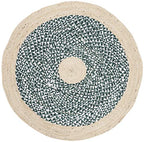 SAFAVIEH Cape Cod Collection 3' Round Light Blue / Natural CAP210M Handmade Braided Jute & Cotton Area Rug - color: Light Blue/Natural, size: 3' (Round)