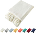 Homiest Decorative Knitted Throw Blanket with Fringe Soft & Cozy Tassel Blanket for Couch Sofa Bed- 50 x 60 (50" x 60", Ivory)