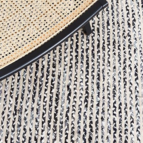 SAFAVIEH Braided Collection Accent Rug - 3' x 5', Black & Navy, Handmade Farmhouse Cotton, Ideal for High Traffic Areas in Entryway, Living Room, Bedroom (BRD260N) - color: Black/Navy, size: 3' x 5' (Rectangular)
