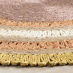 SAFAVIEH Natural Fiber Round Collection 5' Round Gold / Multi NF201B Handmade Boho Charm Farmhouse Jute Area Rug - color: Gold/Multi, size: 5' (Round)