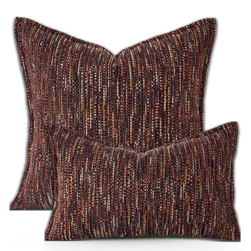 Premium Series Fringe Boho Throw Pillow Cover, Linen Woven Luxury Thick Cushion Case with Tassels for Home Décor, Burnt, 12x20 Inch - color: Burnt, size: 20" x 12" (Pack of 1)