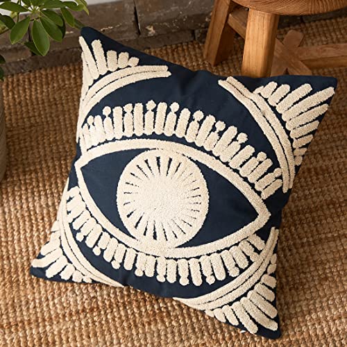 vctops Boho Geometric Tufted Decorative Throw Pillow Cover Farmhouse Cotton Embroidery Accent Square Cushion Case for Couch Sofa Bed (EmbroideryJ, 18"x18") - color: Embroideryj, size: 18" x 18" (Pack of 1)