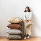 Pack of 2 Leather Lumbar Pillow Cover, Vintage Decorative Soft Farmhouse Cushion Cover, for Home Decor Outdoor Waterproof Pet Hair Resistant Abrasion Throw Pillow Covers 12x20 Inch Olive Green