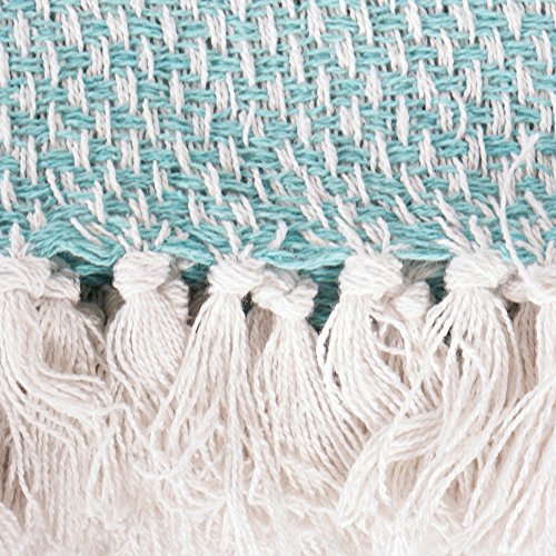 DII Woven Throw Collection 100% Cotton, Basketweave, 50x60, Aqua - color: Aqua, size: 50x60"