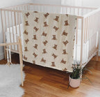 Little Jump 2-Pack Cotton Muslin Swaddle Blankets for Baby Boys Girls Unisex - Boho Teddy Bear Baby Blanket Nursery Swaddling Blankets- Large 47 x 47 inches Receiving Blanket Neutral (Teddy Bear)
