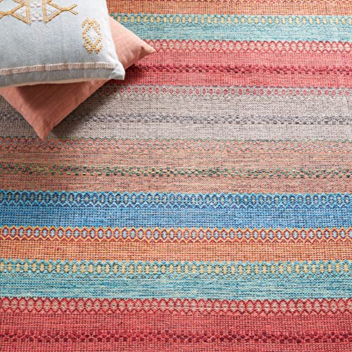 SAFAVIEH Montauk Collection Runner Rug - 2'3" x 9', Blue & Grey, Handmade Flat Weave Boho Stripe Cotton, Ideal for High Traffic Areas in Living Room, Bedroom (MTK851F) - color: Blue/Grey, size: 2'3" x 9' (Runner)