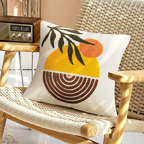 Merrycolor Abstract Boho Sun Throw Pillow Covers 18x18 Mid Century Modern Pillow Covers Boho Pillows Decorative Throw Pillow Case Minimalist Bohemian Aesthetic Pillow Covers for Bed Couch Home,1PC - color: Abstract Sun Plant, size: 18" x 18" (Pack of 1)