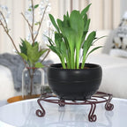 Yimobra 4 Pack Plant Stand for Flower Pot Heavy Duty Potted Holder Indoor Outdoor Metal Rustproof Iron Garden Container Round Supports Rack for Planter (4PC Brown 10.24 x 2.36 IN)