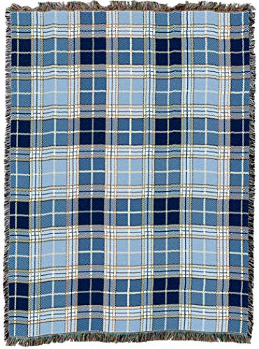 Pure Country Weavers Plaid Blanket Blue Bell Tartan - Patterns Gift Tapestry Throw Woven from Cotton - Made in the USA (72x54) - color: Blue Bell