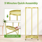 iDavosic.ly 2 Tier Corner Plant Stand Indoor, Tall Vertical Metal Flower Heavy Duty Pot Holder Shelf Outdoor for Patio Porch Living Room, Gold - Round
