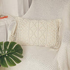 Macrame Lumbar Pillow Cover-Set of 2 with Tassels Rectangualr Cushion Covers Boho Throw Pillow Cover for Couch, Sofa, Bed, Farmhouse, Chair, Dining, Patio, Outdoor, car (B) - color: B