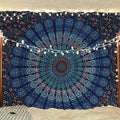 Bless International Handmade Indian hippie Bohemian Psychedelic Peacock Mandala Wall hanging College Dorm Beach Throws Table Cloth Bedding Tapestry (Blue Green, Poster(30x40Inches)(76x101cms)) - color: Blue Green, size: 40"L x 30"W
