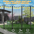 AHRLHR 6 Pack String Light Poles, Outdoor String Light Pole 10 ft Forked Metal Light Pole with Adjustable Outdoor Light Stand, Deck, Backyard, Garden, Wedding, Rustproof and Sturdy with Hooks. - size: 6 Pack-10FT