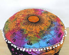 Indian Mandala Cotton Floor Pillow Ottoman Pouf Cover Bohemian Living Room Decor Footstool Cushion Cover Kids Bean Bag Seating Throw Pet Dog Bed