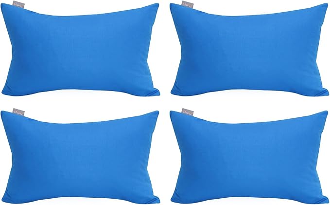 Thmyo 4-Pack 100% Cotton Lumbar Comfortable Solid Decorative Throw Pillow Case, Rectangle Cushion Cover Pillowcase Sublimation Blank Pillow Covers DIY Throw Pillowcase(12x20inch/30x50cm, Blue)