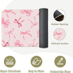 Bow Rugs for Kitchen Floor, 2PCS Anti Fatigue Pink Bow Mats for Kitchen Floor Rubber Non Slip, Washable Cushioned Bowknot Carpet Rug for Sink Laundry Gifts for Christmas 15.7"×27.5" +15.7"×47" 3.5mm