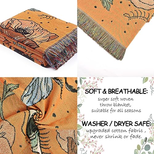 Boho Throw Blanket Reversible Cotton Bohemian Tapestry Hippie Room Decor Double Sided (Boho Bee Yelow 50"x60") - color: Boho Bee Yelow, size: 50*60 inch