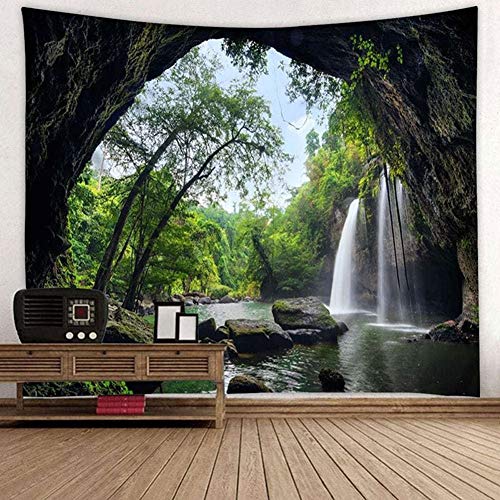 Llamazing Forest Landscape Tapestry for Home Decor - Living Room Bedroom Decoration Magic Curtain (Waterfall, 60''L51''W) - color: Waterfall, size: 60"L x 51"W