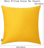 4-Pack Cotton Comfortable Solid Decorative Throw Pillow Case Square Cushion Cover Pillowcase (Cover Only,No Insert)(20x20inch/50x50cm, Yellow)