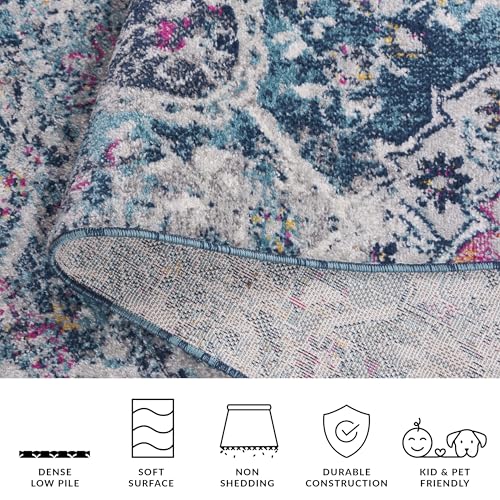 SAFAVIEH Madison Collection Runner Rug - 2'3" x 8', Blue & Grey, Boho Chic Glam Paisley Design, Non-Shedding & Easy Care, Ideal for High Traffic Areas in Living Room, Bedroom (MAD600M) - color: Blue/Grey, size: 2'3" x 8' (Runner)