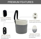 Cotton Rope Hanging Baskets for Organizing 2 Pcs Round Small Wall Basket with Handles Woven Organizer Storage Basket for Kitchen Bedroom Living Room Office(6”x6”, Light Dark)