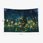 EMMTEEY Night Tapestry Lampyridae Night Trees Lightning Bugs Fireflies Farmhouse Tapestry 60X50 Tapestry Present for Friends Families