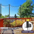 SINLEY 2 Pack 5Ft String Light Poles,Light Poles for Outside String Lights,Outdoor Light Poles with Fork,Metal Pole Stand for Patio,Backyard,Deck - style: 2 Pack 5Ft
