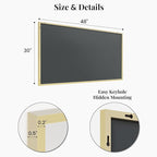 30"x48" Gold Bathroom Mirror, Metal Framed Vanity Mirror for Wall, Large 48"x30" Horizontal Mirror Over Sink, Modern Luxe Decor, Flush Mount