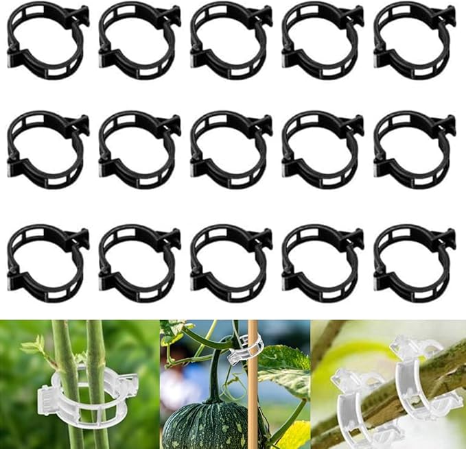 Thickened Plant Fixing Clip 100Pcs, 2025 Summer New Tomato Grape Vine Vegetables Plant Fixing Clips, Upgrade Plant Support Clips Reusable Garden Clips Secured Plastic Plant Clip (100, Black)