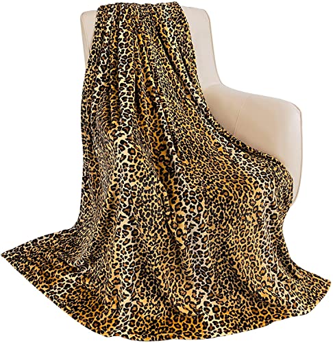 MACEVIA Flannel Fleece Throw Blanket for Couch, Leopard Print Blanket for Adult, Lightweight Cozy Soft Cheetah Blanket for Bed Sofa 260GSM, Suitable for All Seasons (Brown Leopard,50x60inches) - color: Brown Leopard Print, size: Flannel Fleece (50x60 IN)