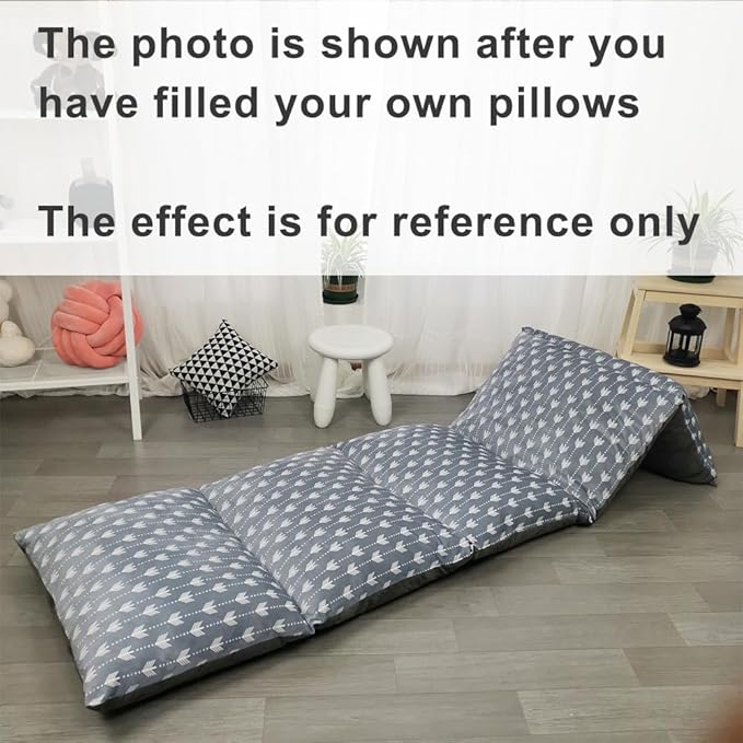 ICOPUCA Floor Lounger Pillow casing for boy Girl, Soft Minky Plush, Arrow Print, Cover/Sleeve Only! Perfect Reading and Watching TV Cushion - Excellent for Sleepovers, Queen Size;