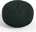 SIMPLIHOME Drury Boho Round Pouf in Teal Patterened Genuine Leather for the Living Room, Bedroom and Kids Room