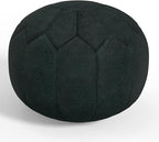 SIMPLIHOME Drury Boho Round Pouf in Teal Patterened Genuine Leather for the Living Room, Bedroom and Kids Room