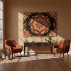 Accnicc Mandala Floral Tapestry Wall Hanging Boho Orange Red Tapestry Aesthetic Hippie Vintage Bohemian Flower Celestial Indian Cute Small Tapestries for Bedroom Living Room Dorm Decor 48 x 36 Inch