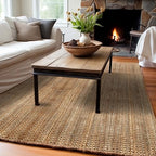 IRONGATE Jute Handspun Area Rug - Premium Jute Handwoven Reversible Chunky Textured Tan Beige Neutral Throw Accent Rug Carpet - Rustic Farmhouse Living Room Bedroom Den Study Décor -7'6"x9'6" Natural - size: 7.6 x 9.6 Feet