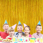 2 Pack 3.2ft x 8.2ft Gold Metallic Foil Curtains, Big Laser Glitter Fringe Rain Curtain Photo Booth Backdrop Tinsel Curtain Streamer for Birthday Wedding Graduations Christmas Event Party Supplies - color: Gold