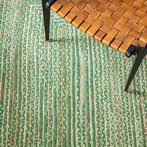 SAFAVIEH Area Rug 2x3 - Cape Cod Collection - Green & Natural Brown, Handmade Jute & Cotton, Woven Braided Design (CAP202Y) - color: Green/Natural, size: 2' x 3' (Rectangular)