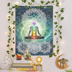 DYNH Meditation Vertical Tapestry, Yoga Decor Tapestry Wall Hanging for Bedroom, Lotus Tapestries Poster Beach Blanket College Dorm Home (40W X 60H) - size: 60"L x 40"W