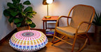 INDIAN CRAFT CASTLE Floor Pillow Cover, Large Cushions Cover Sitting for Adults, Floor Pillow Cover for Meditation or Yoga, Bench/Chair Cushion Cover 22 Inches Pink Yellow