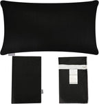 Thmyo 4-Pack 100% Cotton Lumbar Comfortable Solid Decorative Throw Pillow Case Rectangle Cushion Cover Sublimation Blank Pillow Covers Christmas DIY Throw Pillowcases for Sofa(12x20inch/30x50cm,Black)
