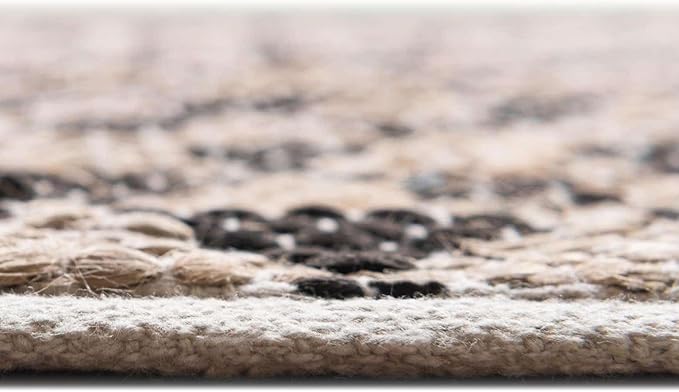 Unique Loom Chindi Jute Collection Area Rug (1' 2" x 8' Table Runner, Black/ Natural)