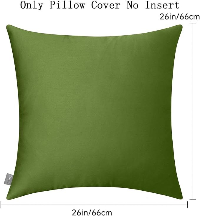 Thmyo 4-Pack 100% Cotton Comfortable Solid Decorative Throw Pillow Case Square Cushion Cover Pillowcase Sublimation Blank Pillow Covers DIY Throw Pillowcase for Sofa(26x26 inch/ 66x66cm,Olive Green)